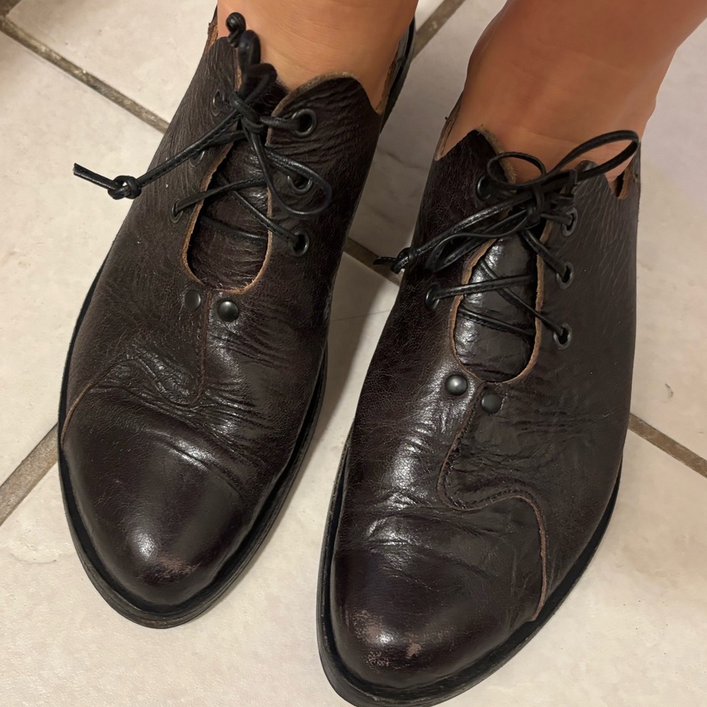 CYDWOQ Genuine Leather Laced Dark Brown Women's Loafers size S Handmade in USA - Picture 3 of 12
